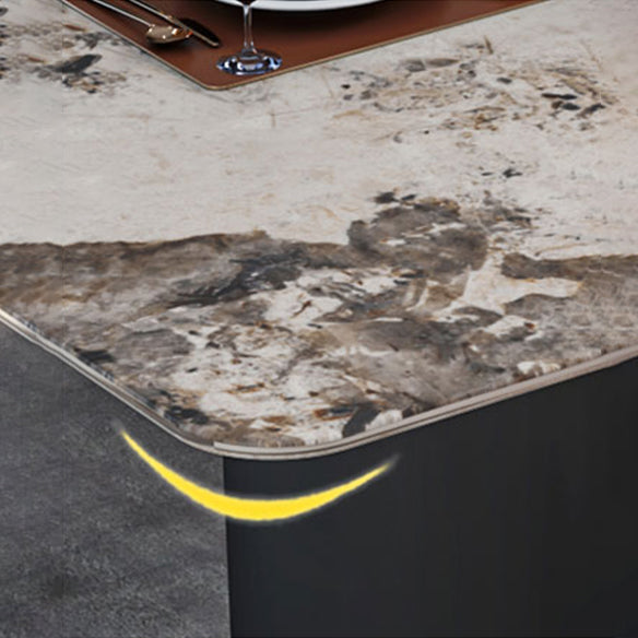 Contemporary Style Dining Set with Sintered Stone Dining Table and Cushion Chairs