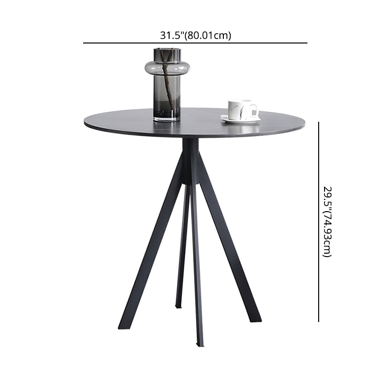 Modern Style Sintered Stone Dining Room Set Black Round Table Formal Dining Table Furniture
