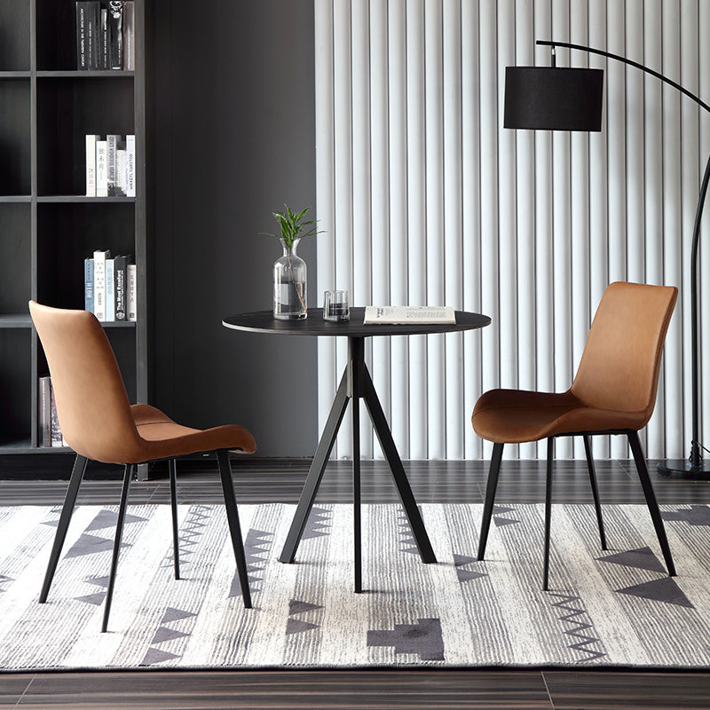 Modern Style Sintered Stone Dining Room Set Black Round Formal Dining Table Furniture