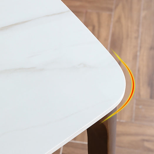 Zeitgenössischer Sinterstein Standard Ess -Set Rechteck Form weißes Esssatz mit 4 Beintisch