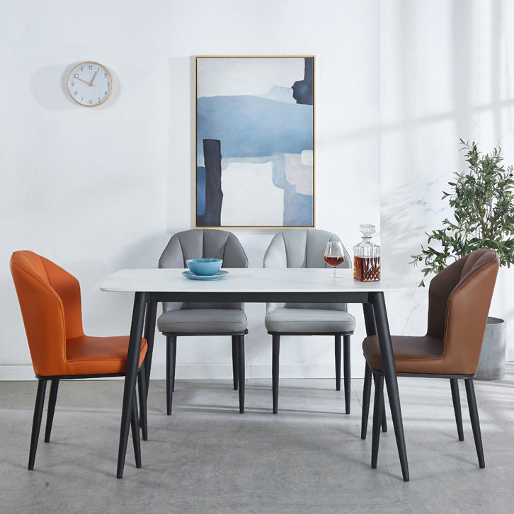 Minimalist Style Table Set with Sintered Stone Dining Table and Padded Chairs