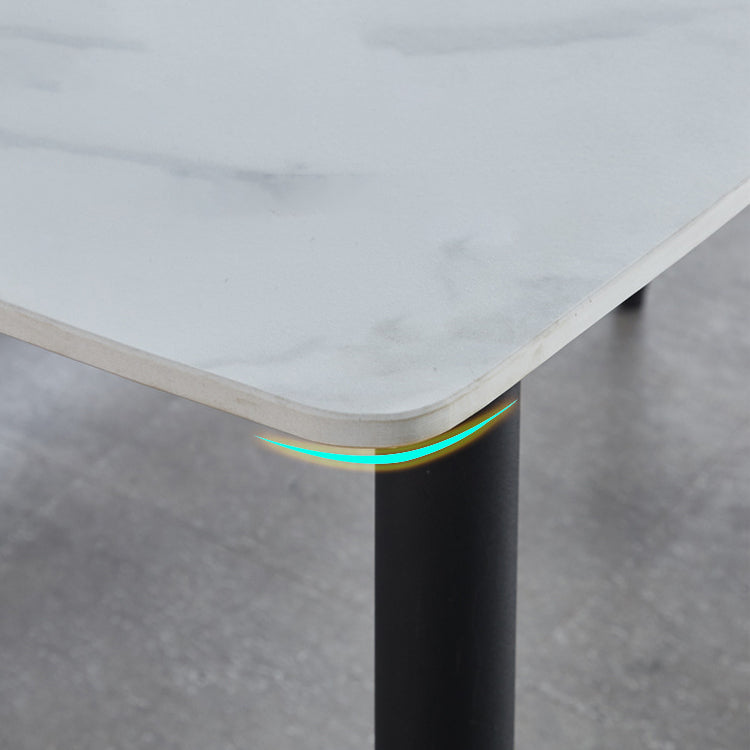 Minimalist Style Table Set with Sintered Stone Dining Table and Padded Chairs