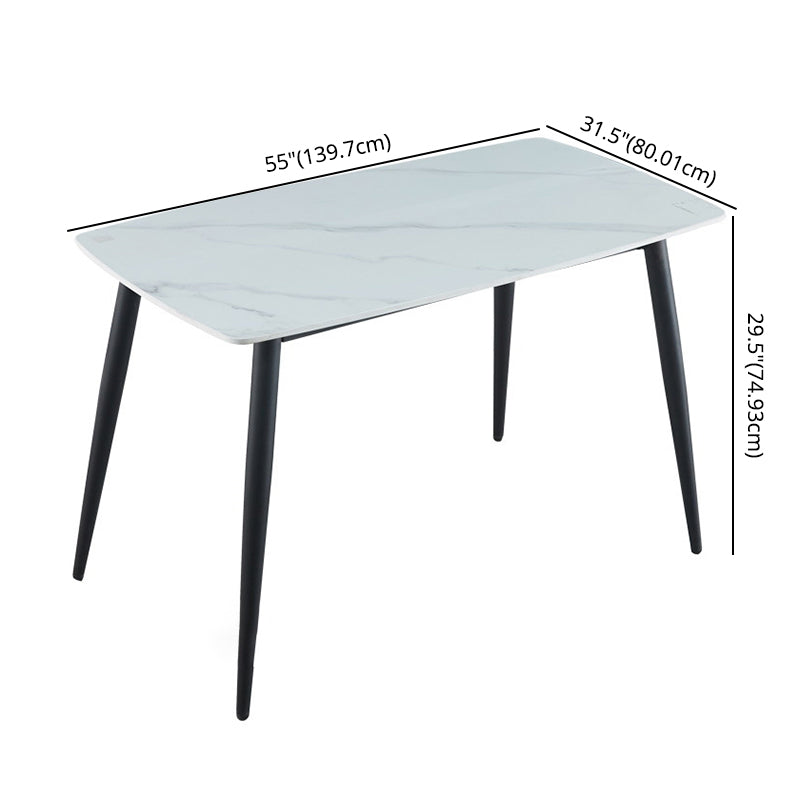 Minimalist Style Table Set with Sintered Stone Dining Table and Padded Chairs