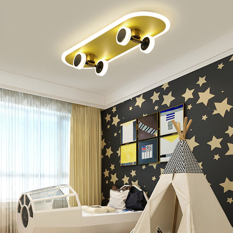 Skateboard Modelling Child Room LED Flush Mounted Lamp Acrylic Kids Surface Ceiling Light