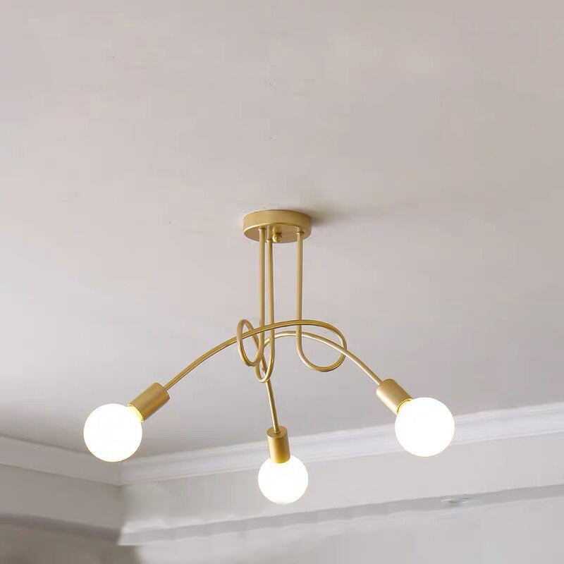 Lustre métallique industriel à montage Semi-encastré, ampoule nue, montage au plafond, pour chambre à coucher
