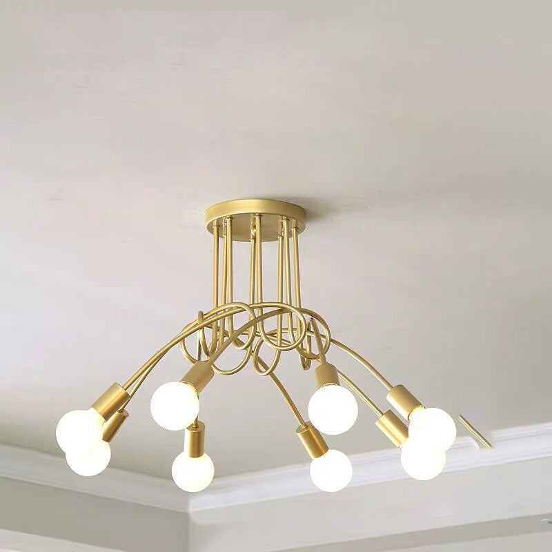 Lustre métallique industriel à montage Semi-encastré, ampoule nue, montage au plafond, pour chambre à coucher