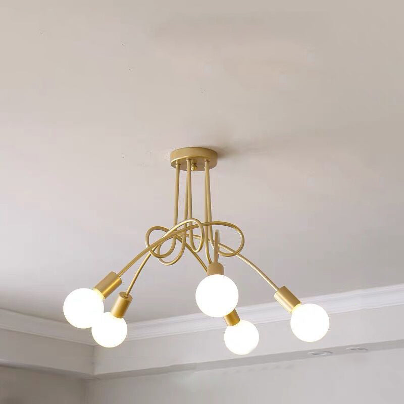 Lustre métallique industriel à montage Semi-encastré, ampoule nue, montage au plafond, pour chambre à coucher