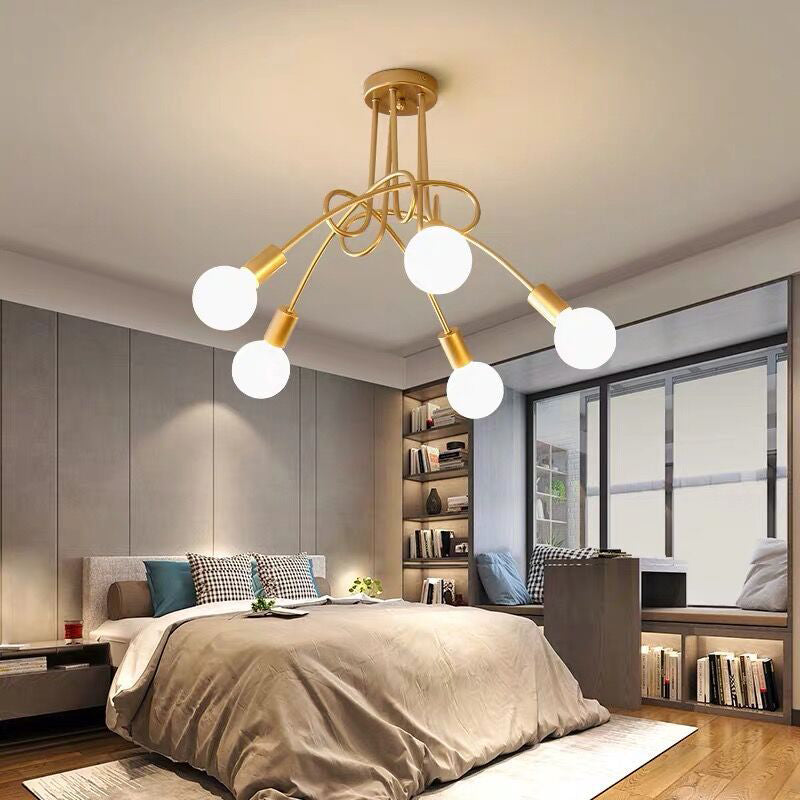 Lustre métallique industriel à montage Semi-encastré, ampoule nue, montage au plafond, pour chambre à coucher