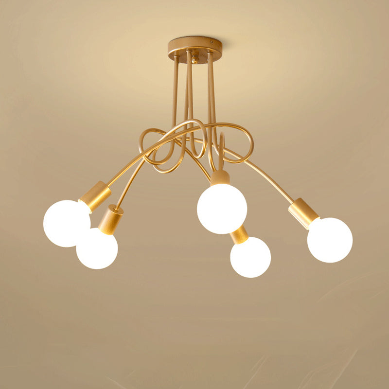 Lustre métallique industriel à montage Semi-encastré, ampoule nue, montage au plafond, pour chambre à coucher