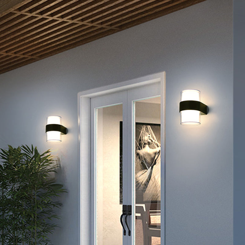 Minimalist Waterproof Outdoor Light Fixture Warm Wall Lighting Fixtures in Black
