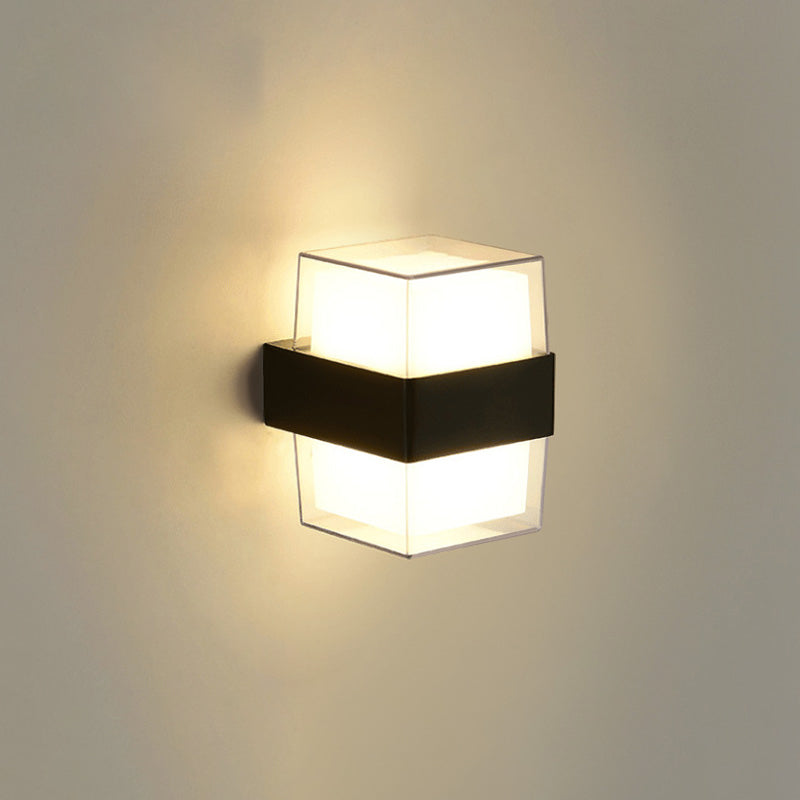 Minimalist Waterproof Outdoor Light Fixture Warm Wall Lighting Fixtures in Black