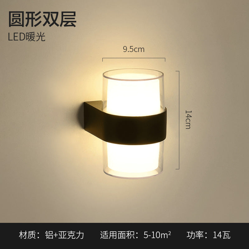 Minimalist Waterproof Outdoor Light Fixture Warm Wall Lighting Fixtures in Black