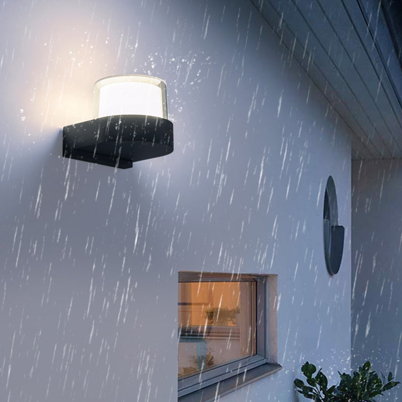 Minimalist Waterproof Outdoor Light Fixture Warm Wall Lighting Fixtures in Black