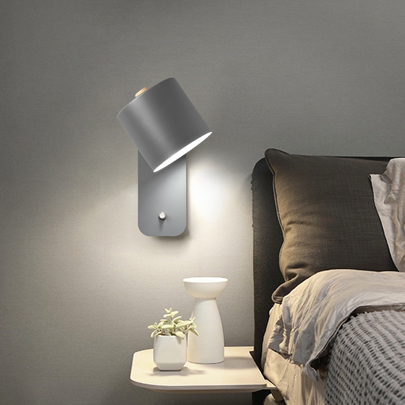 Metal Macaron Sconce Cylinder Shade 1 Light Nordic Modern Wall Mount Light