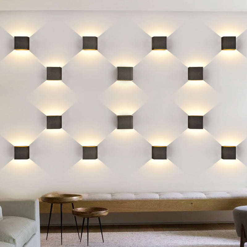 Lámpara cuadrada montada en la pared simplicidad posmoderna lámpara de montaje de pared de aluminio para sala de estar