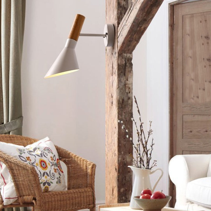 Cone Wall Mounted Lamp Modern Simplicity Macaron Metal Wall Mount Lamp for Living Room