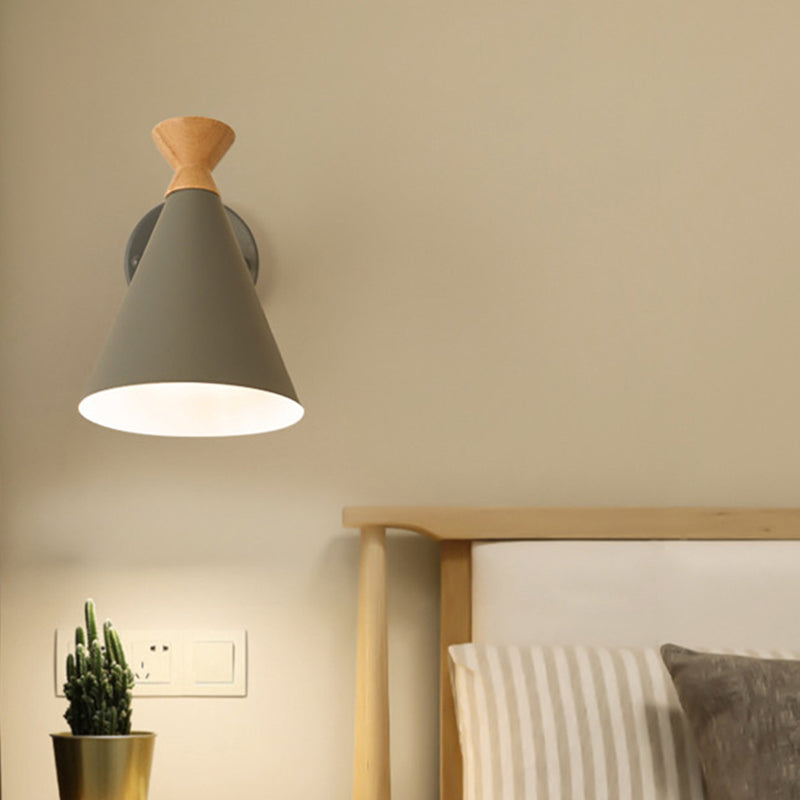 Cone Wall Mounted Lamp Modern Simplicity Macaron Metal Wall Mount Lamp for Living Room