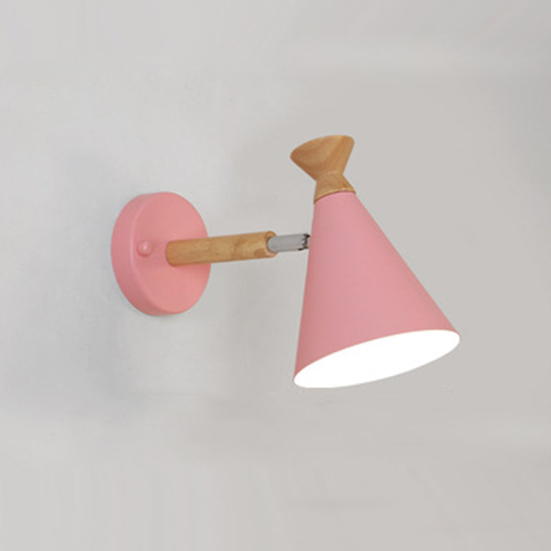 Cone Wall Mounted Lamp Modern Simplicity Macaron Metal Wall Mount Lamp for Living Room