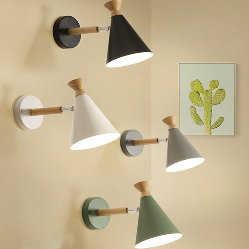 Cone Wall Mounted Lamp Modern Simplicity Macaron Metal Wall Mount Lamp for Living Room