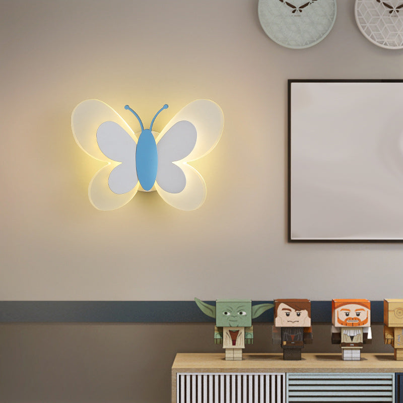 Lampada a parete acrilica a forma di farfalla moderna lampada a monte da parete a led da fumetti