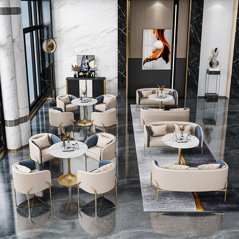 Glam Sintered Stone White Dining Room Set with Round Table Formal Dining Table Furniture