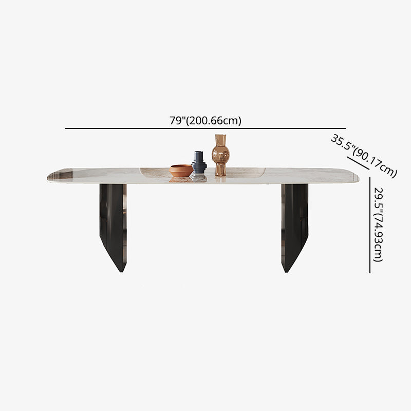Contemporary Dining Sets with Sintered Stone Dining Table and Cushioned Chairs