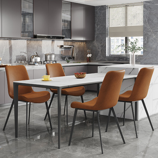 Contemporary Rectangle Shape White Dining Set Sintered Stone Standard Dining Set for Kitchen