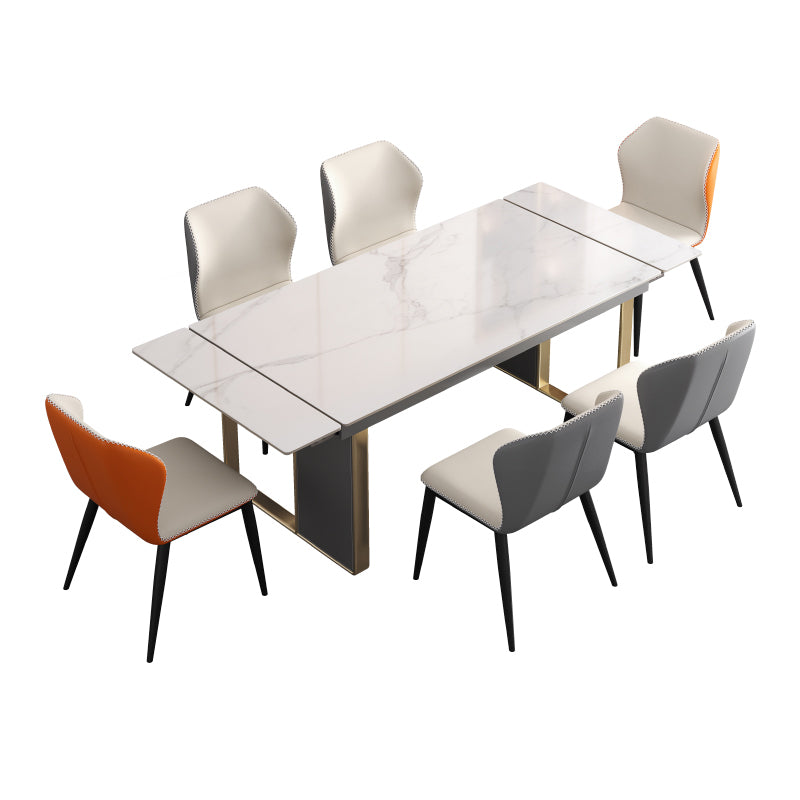 Rectangular Modern Sintered Stone Dining Room Set Dining Furniture Set with Metallic Base