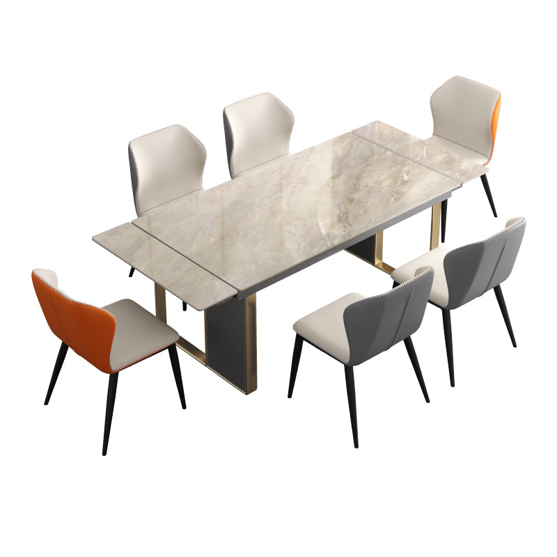 Rectangular Modern Sintered Stone Dining Room Set Dining Furniture Set with Metallic Base