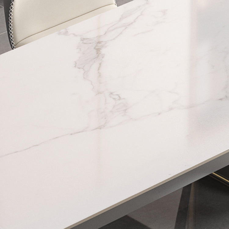 Rectangular Modern Sintered Stone Dining Room Set Dining Furniture Set with Metallic Base