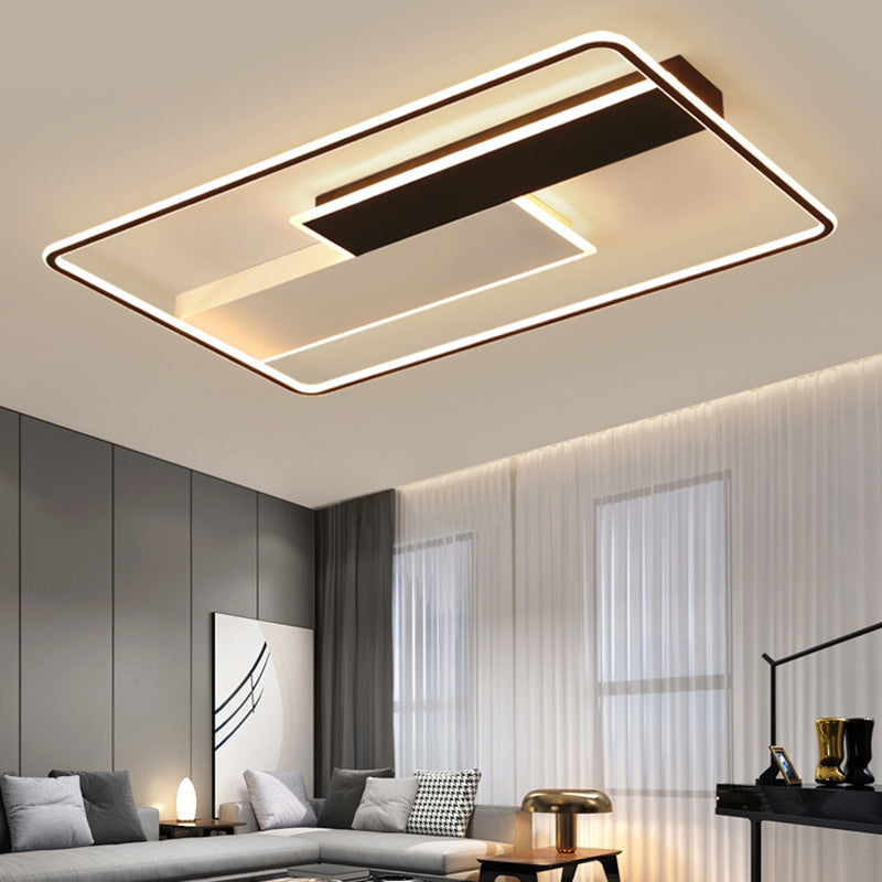 Geometric Semi Flush Mount Ceiling Light Modern Style Aluminium Semi-Flush Light en noir et blanc