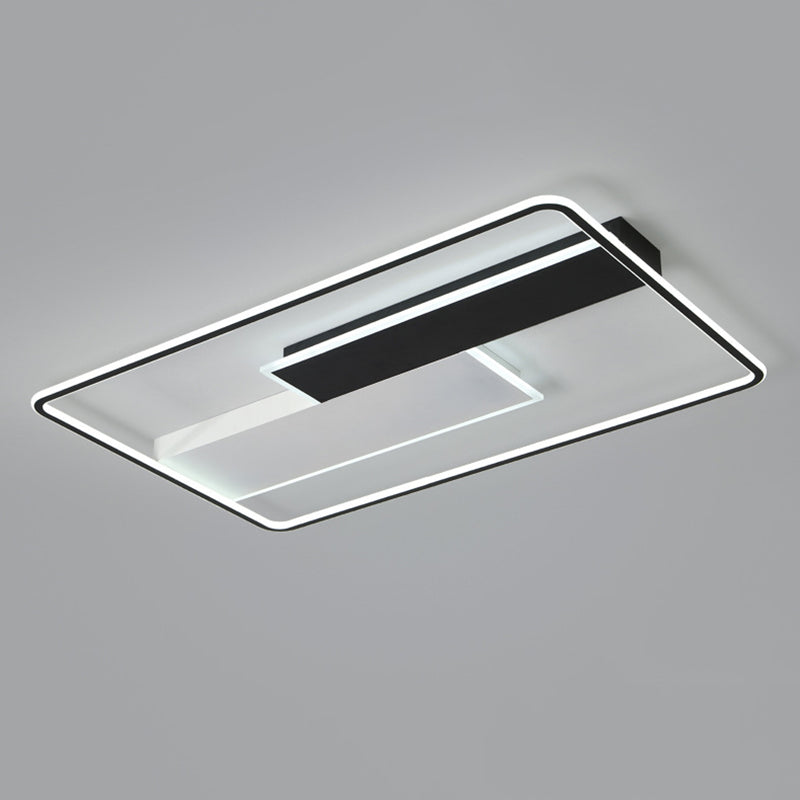 Geometric Semi Flush Mount Ceiling Light Modern Style Aluminium Semi-Flush Light en noir et blanc