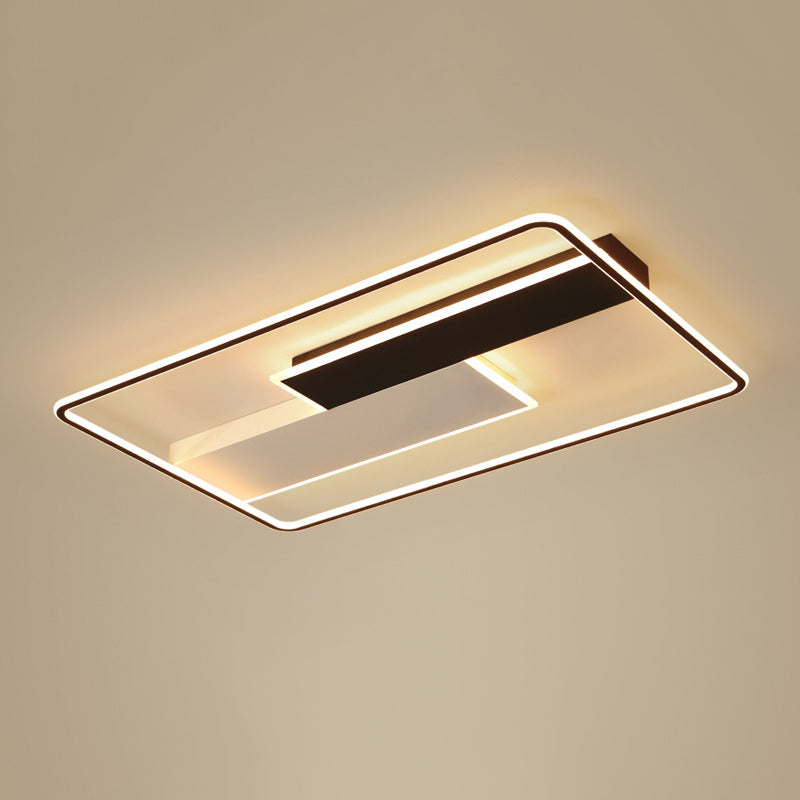 Geometric Semi Flush Mount Ceiling Light Modern Style Aluminium Semi-Flush Light en noir et blanc
