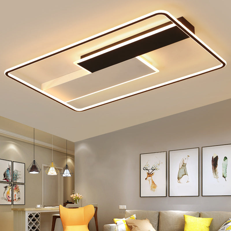Geometric Semi Flush Mount Ceiling Light Modern Style Aluminium Semi-Flush Light en noir et blanc