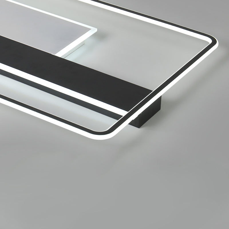 Geometric Semi Flush Mount Ceiling Light Modern Style Aluminium Semi-Flush Light en noir et blanc