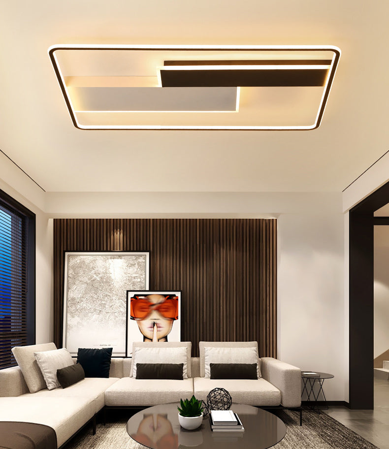 Geometric Semi Flush Mount Ceiling Light Modern Style Aluminium Semi-Flush Light en noir et blanc