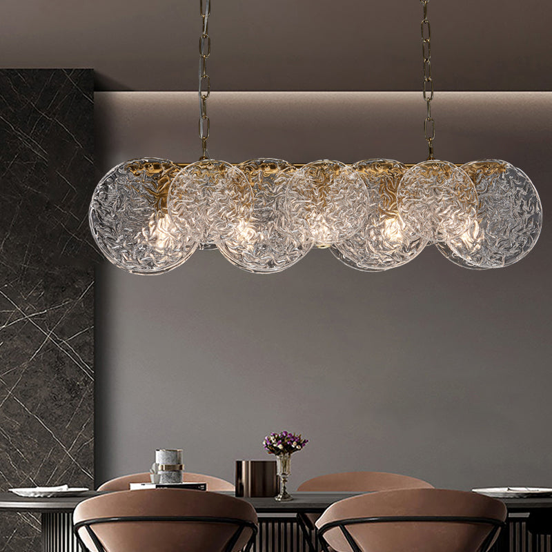 Bronze Modern Island Lighting Linear Glass Chandelier Light Fixture for Dining Room