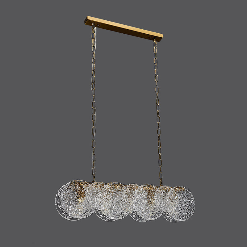 Lampada il lampadario in vetro lineare dell'illuminazione dell'isola moderna in bronzo per sala da pranzo