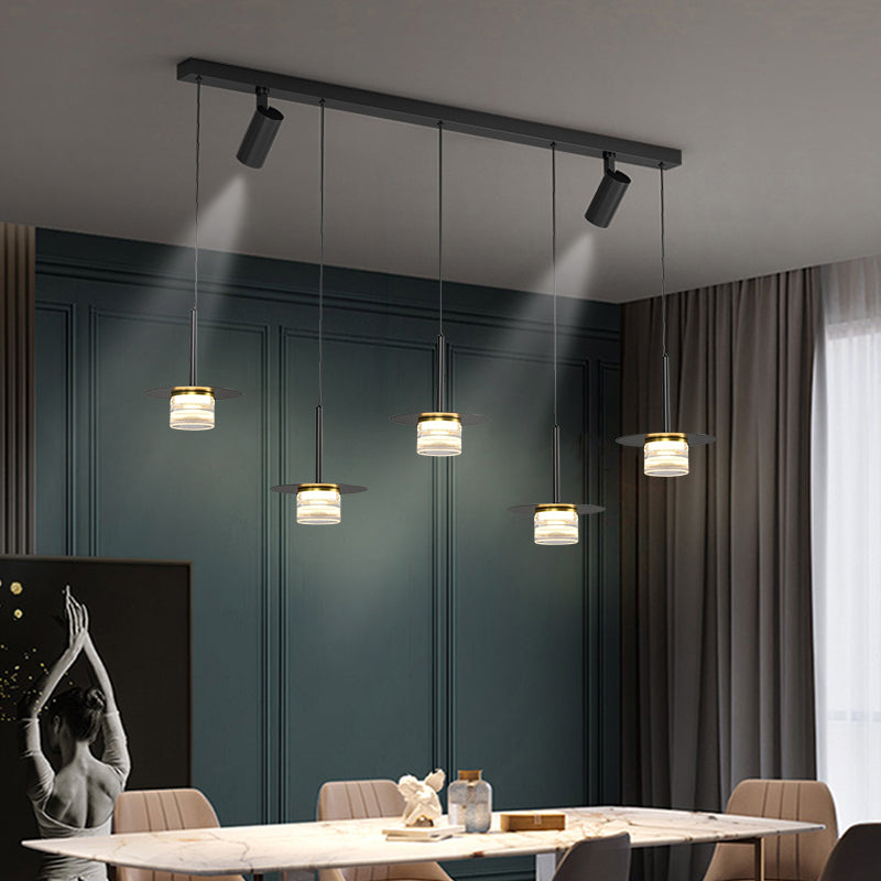 Idee per illuminazione dell'isola a led in metallo moderno lampada lampadario lineare per sala da pranzo