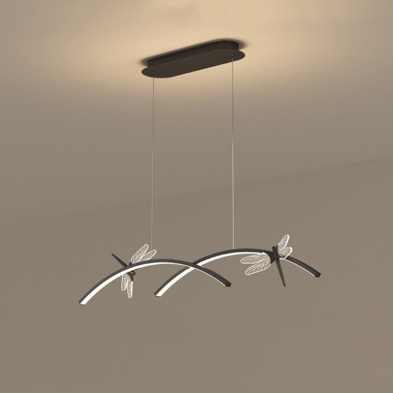 4 Light Linear Dragonfly Island Lights Modern Chandelier Metal Island Lighting
