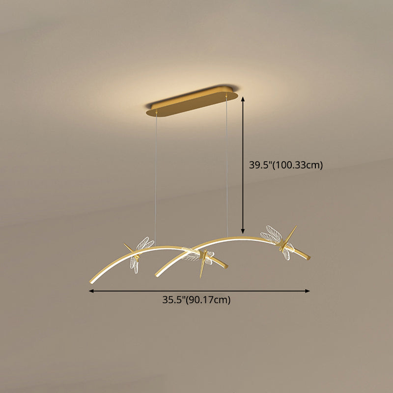 4 Leichte lineare Libelle Insel Lichter moderne Kronleuchter Metal Island Lighting