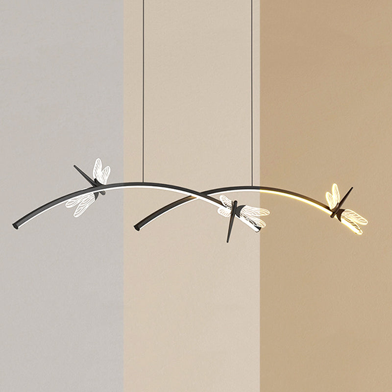 4 Leichte lineare Libelle Insel Lichter moderne Kronleuchter Metal Island Lighting