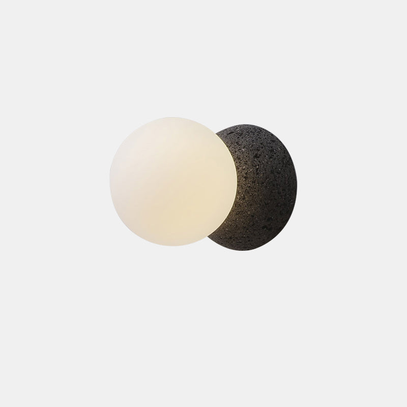 1-Light Round Wall Sconce Modern Simple Style Glass Wall Lighting in Black