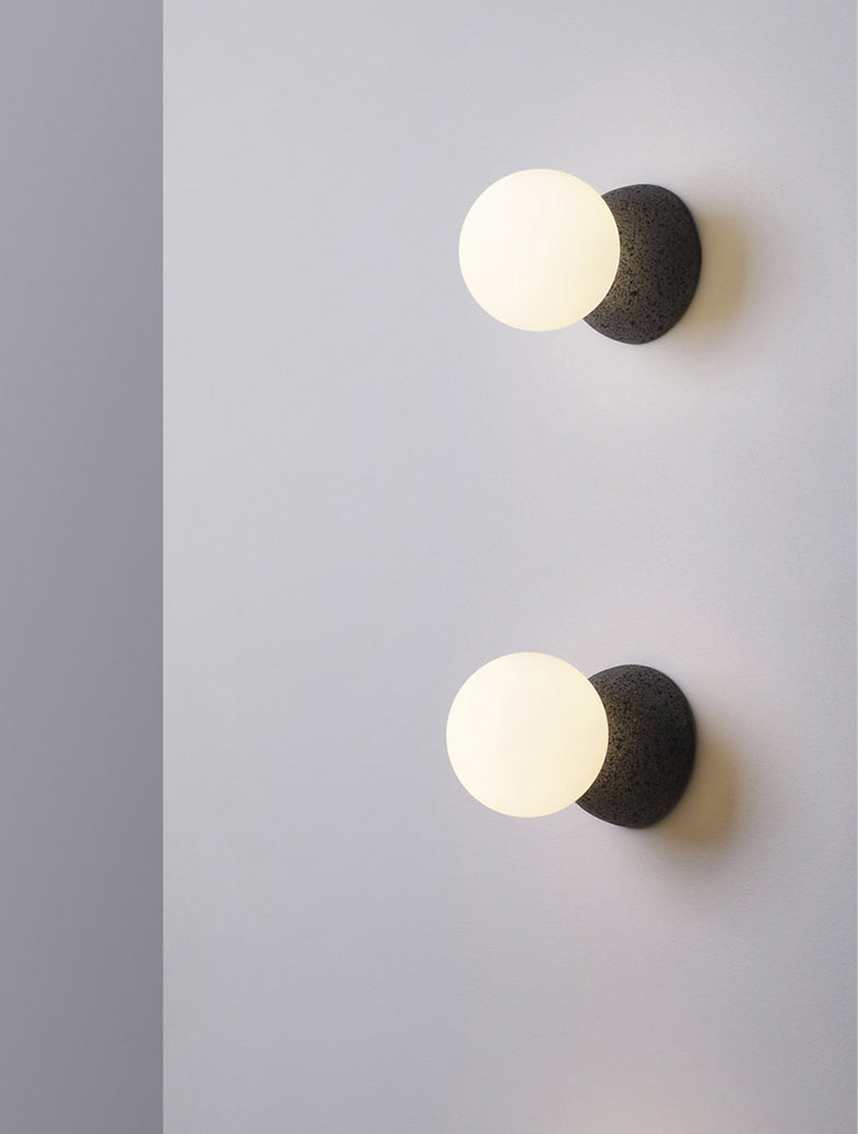 1-Light Round Wall Sconce Modern Simple Style Glass Wall Lighting in Black