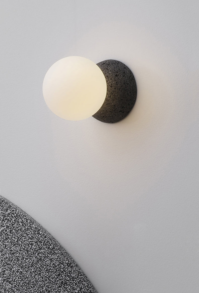 1-Light Round Wall Sconce Modern Simple Style Glass Wall Lighting in Black