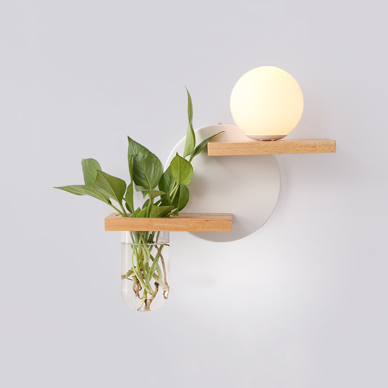 1-Light Round Shade without Plants Wall Sconce Modern Simple Style Glass Wall Lighting