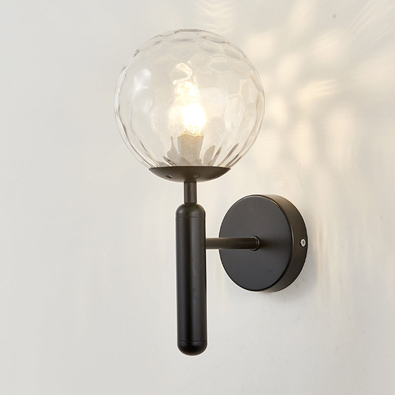 1-Light Round Shade Wall Sconce Modern Simple Style Glass Wall Lighting