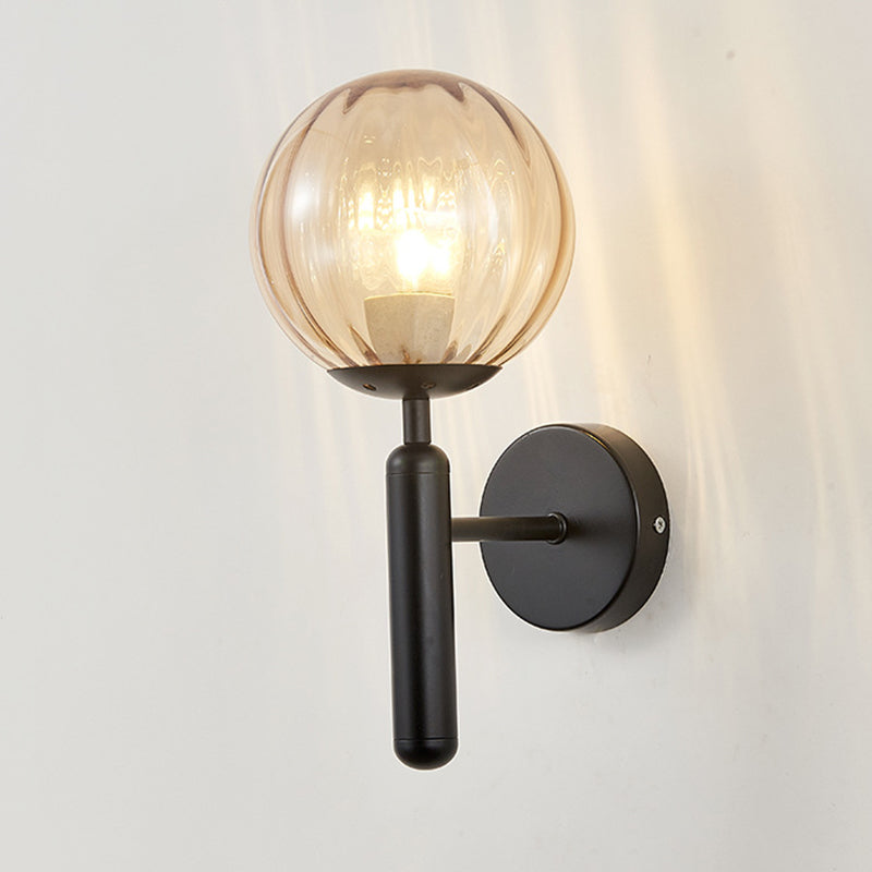 1-Light Round Shade Wall Sconce Modern Simple Style Glass Wall Lighting