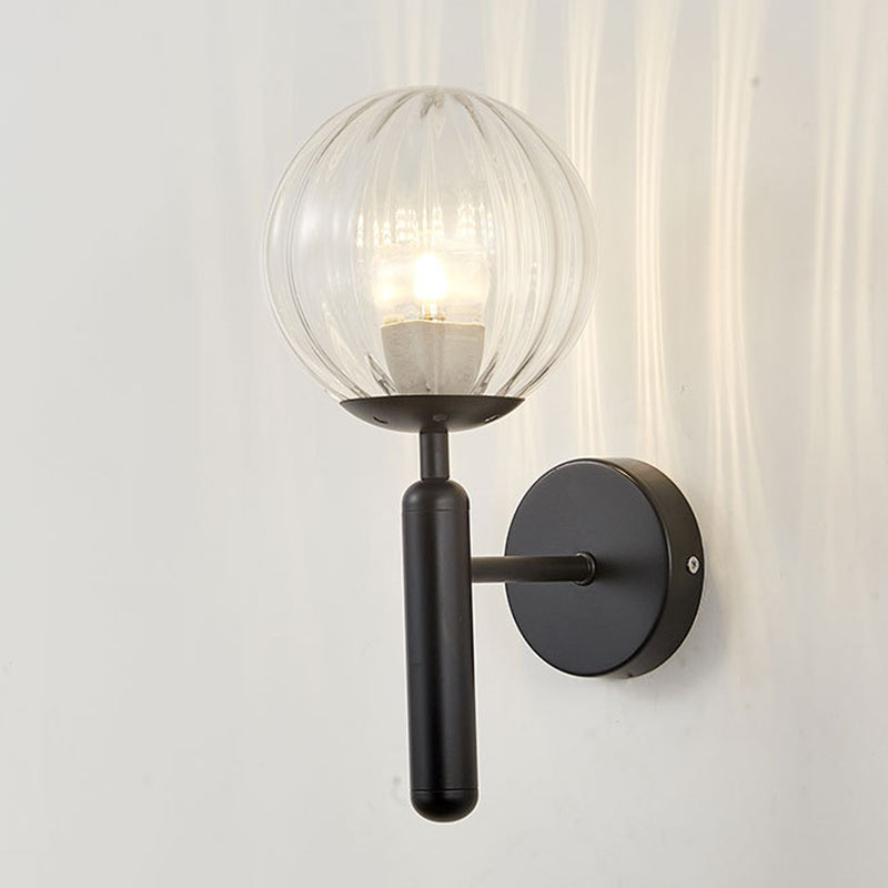 1-Light Round Shade Wall Sconce Modern Simple Style Glass Wall Lighting