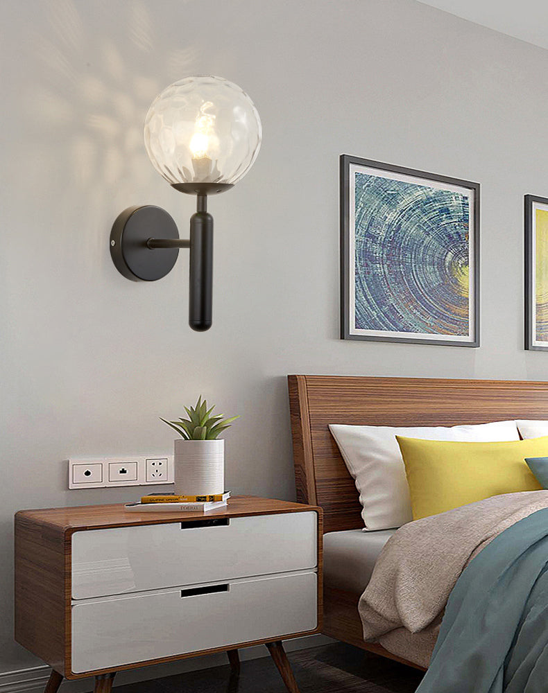 Lámpara de pared de vidrio de estilo de pared moderno de color de sombra redonda de 1 luces